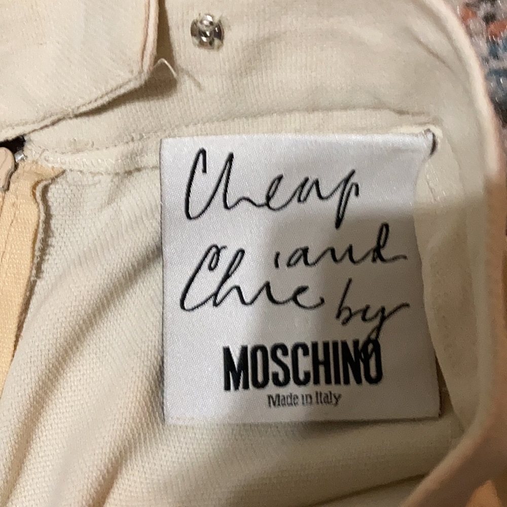 High WaistedCream Wide Leg Pant Cheap & Chic By Moschino Aeffe Spa Made in Italy